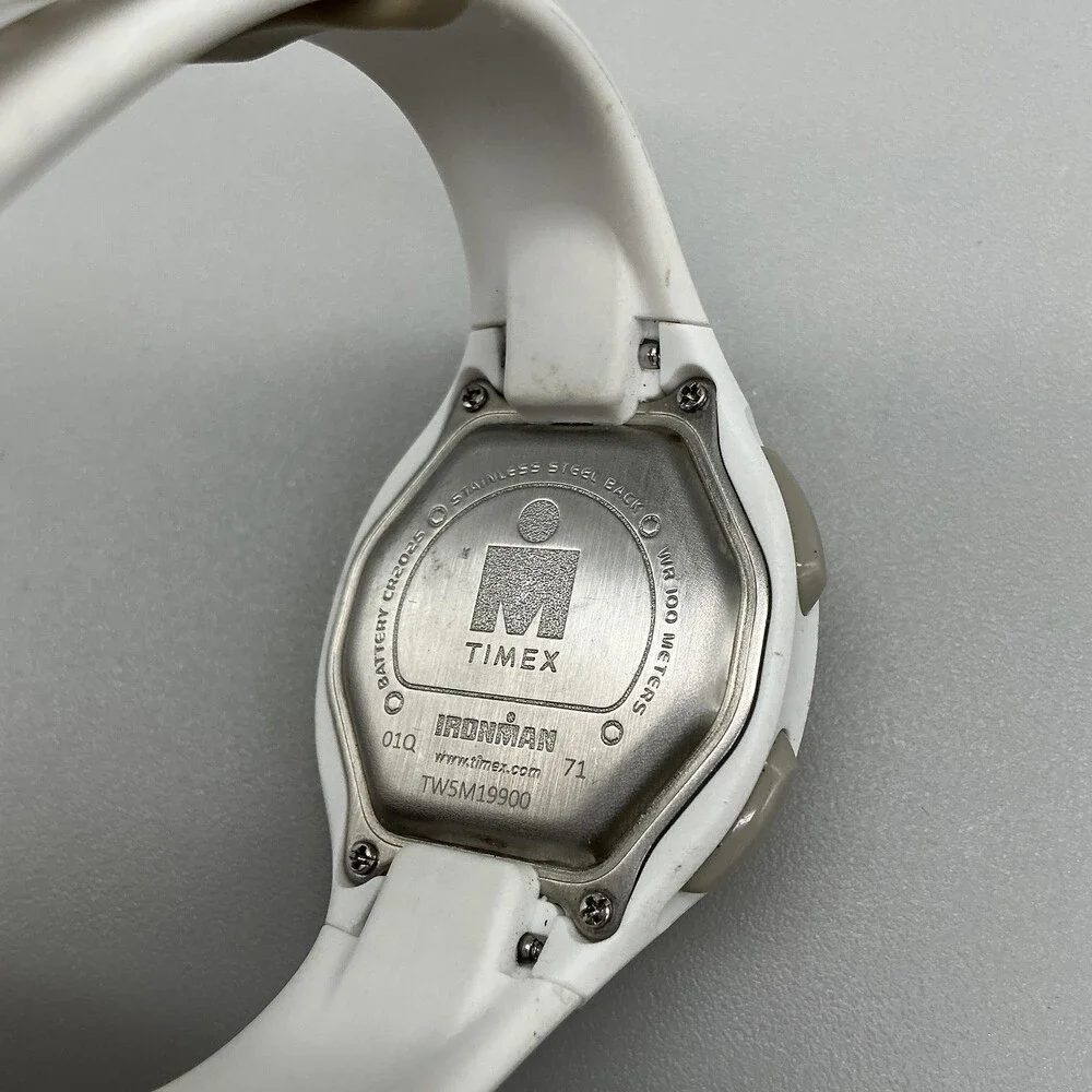 Timex Ironman 10 Lap Womens Watch 33mm Gray Digital White Resin New Battery